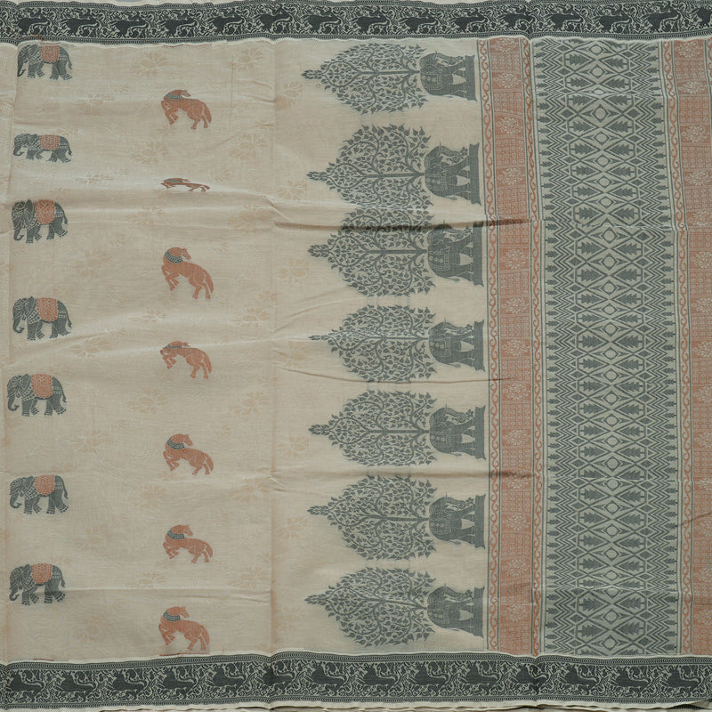Hayagrivas Handloom Pure Cotton Saree in Tranquil Beige KBE234D5-1