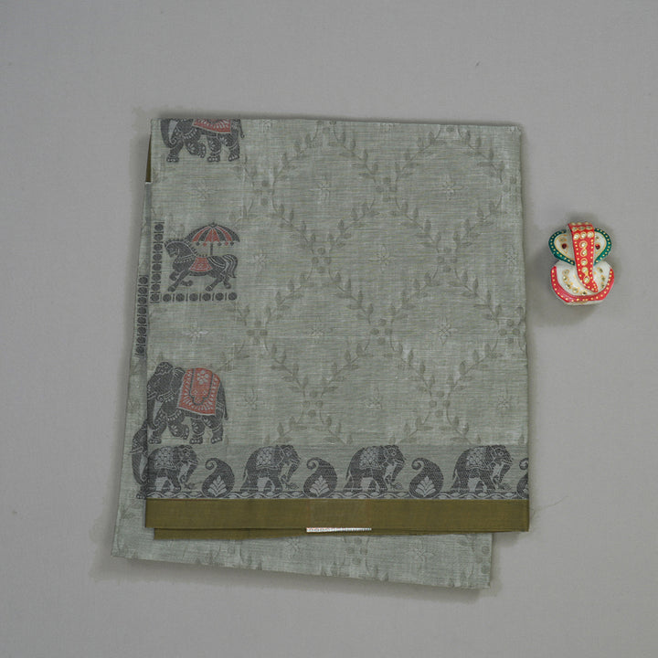 Hayagrivas Handloom Pure Cotton Saree in Earthy Grey KBE234D6-2
