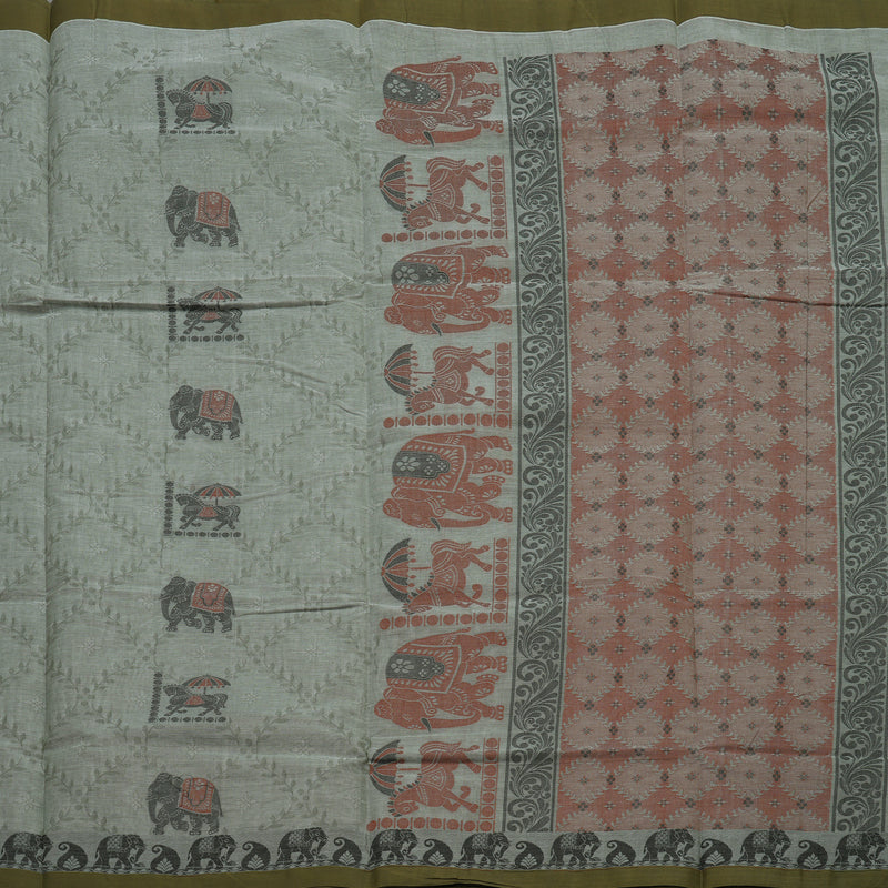 Hayagrivas Handloom Pure Cotton Saree in Earthy Grey KBE234D6-2