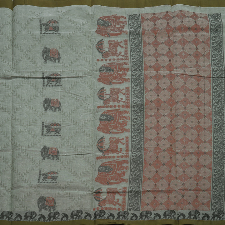 Hayagrivas Handloom Pure Cotton Saree in Earthy Grey KBE234D6-2