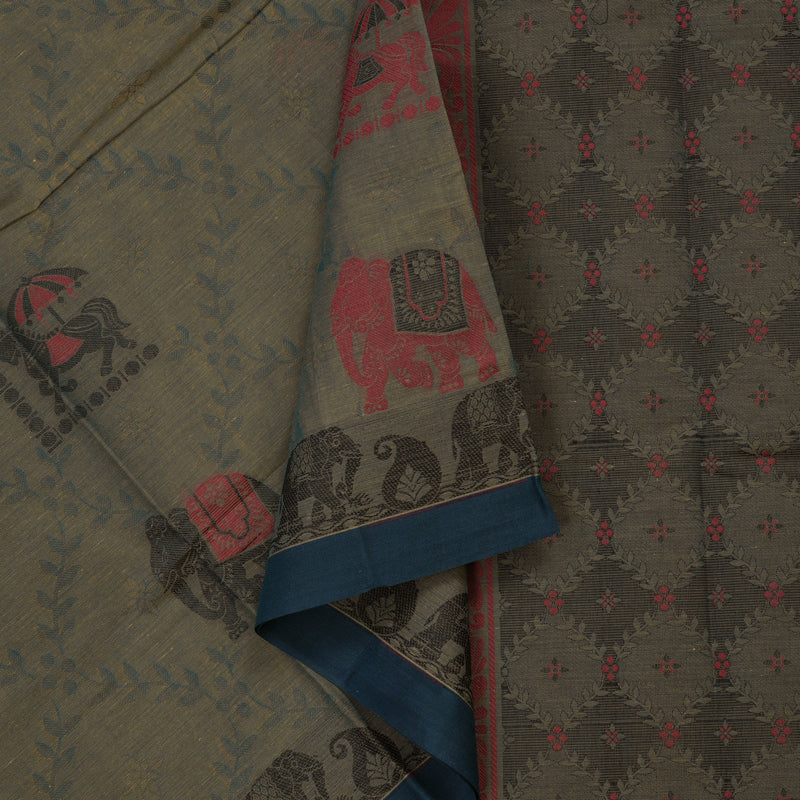 Hayagrivas Handloom Pure Cotton Saree in Subtle Beige KBE234D6-4