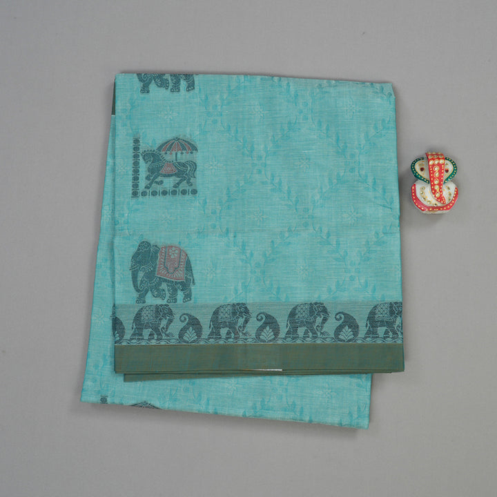 Hayagrivas Handloom Pure Cotton Saree in Attractive Sky Blue KBE234D6-5