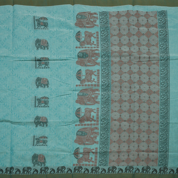 Hayagrivas Handloom Pure Cotton Saree in Attractive Sky Blue KBE234D6-5