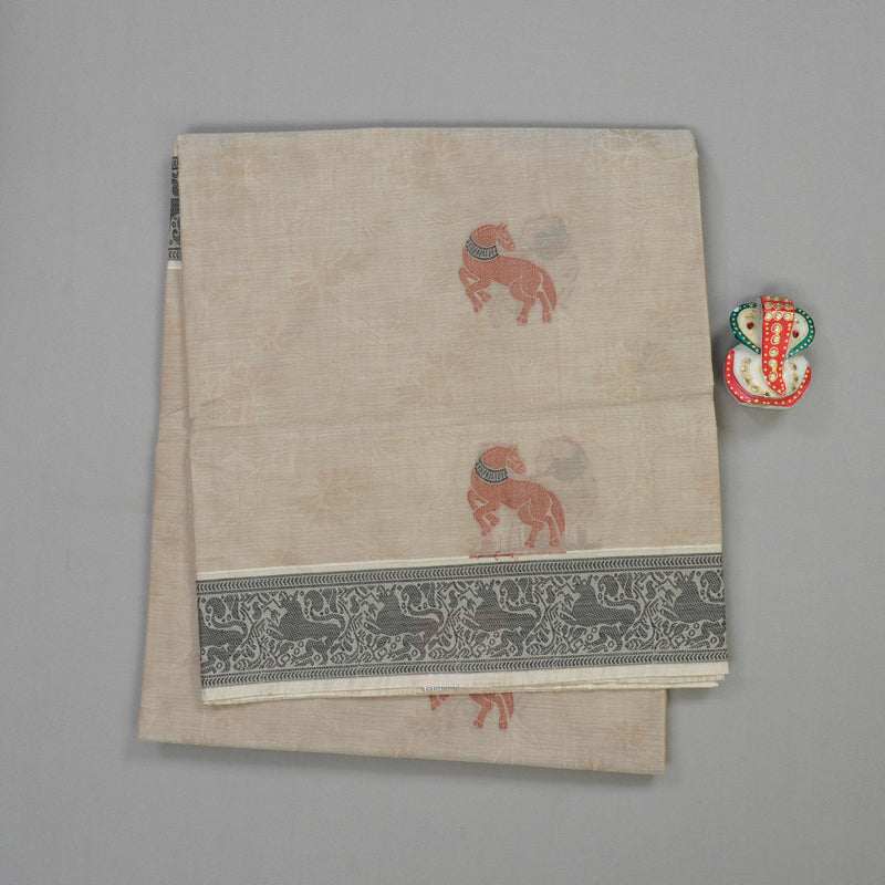 Hayagrivas Handloom Pure Cotton Saree in Beige KBE234D6-6