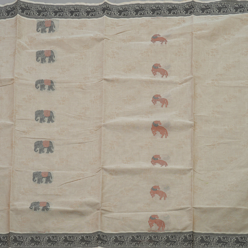 Hayagrivas Handloom Pure Cotton Saree in Beige KBE234D6-6