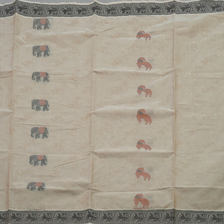 Hayagrivas Handloom Pure Cotton Saree in Beige KBE234D6-6