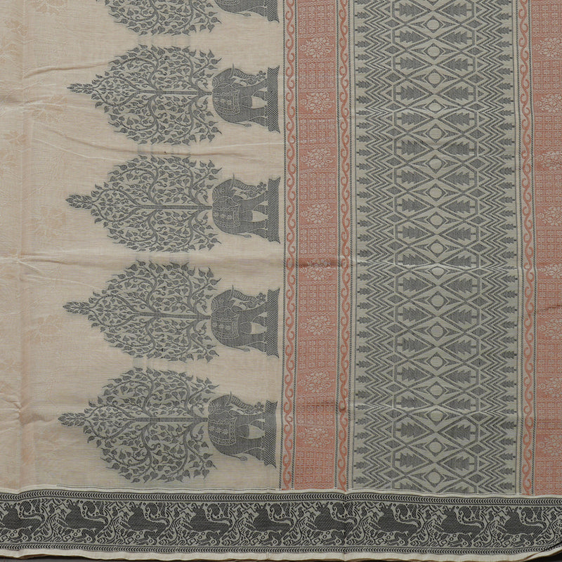 Hayagrivas Handloom Pure Cotton Saree in Beige KBE234D6-6