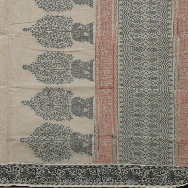 Hayagrivas Handloom Pure Cotton Saree in Beige KBE234D6-6