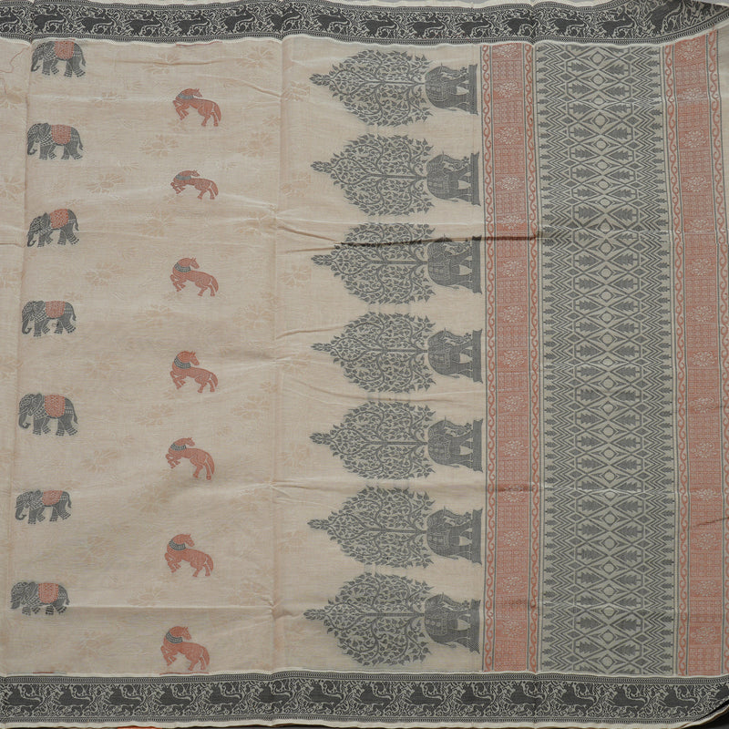 Hayagrivas Handloom Pure Cotton Saree in Beige KBE234D6-6