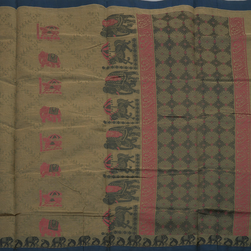Hayagrivas Handloom Pure Cotton Saree in Serene Beige KBE234D6-7