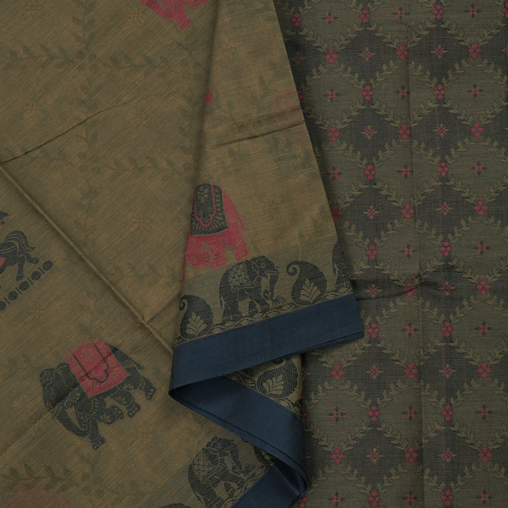 Hayagrivas Handloom Pure Cotton Saree in Serene Beige KBE234D6-7