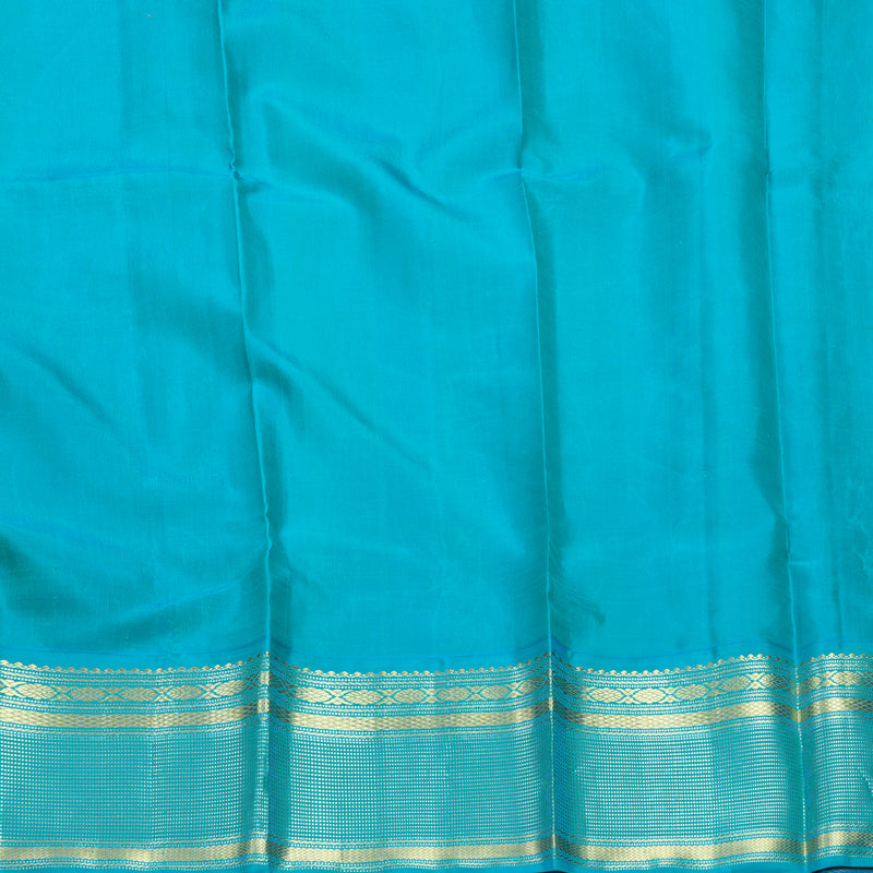 Hayagrivas Handloom Purplish-Blue Kanjivaram Silk Saree with Aqua Blue Border KBE2352B2-1