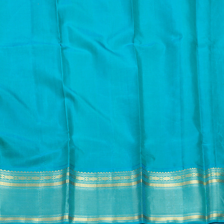 Hayagrivas Handloom Purplish-Blue Kanjivaram Silk Saree with Aqua Blue Border KBE2352B2-1