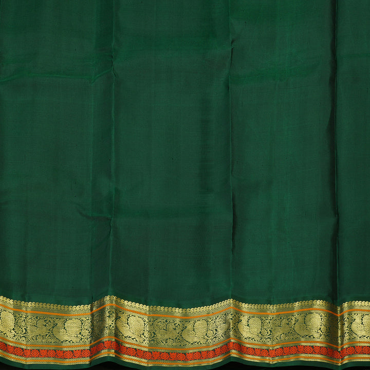 Hayagrivas Handloom Kilangu Manjal Kanjivaram Silk Saree with Bottle Green Border KBE2352B3-1