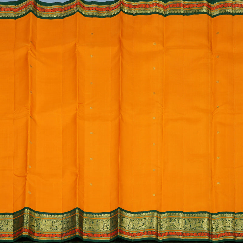 Hayagrivas Handloom Kilangu Manjal Kanjivaram Silk Saree with Bottle Green Border KBE2352B3-1