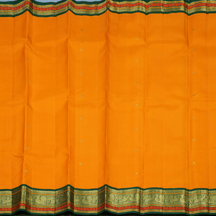 Hayagrivas Handloom Kilangu Manjal Kanjivaram Silk Saree with Bottle Green Border KBE2352B3-1