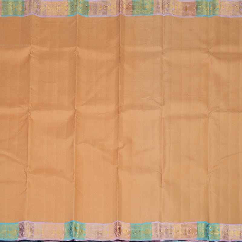 Hayagrivas Handloom Peach Orange Kanjivaram Silk Saree with Multicolour Border KBE2356B4-1