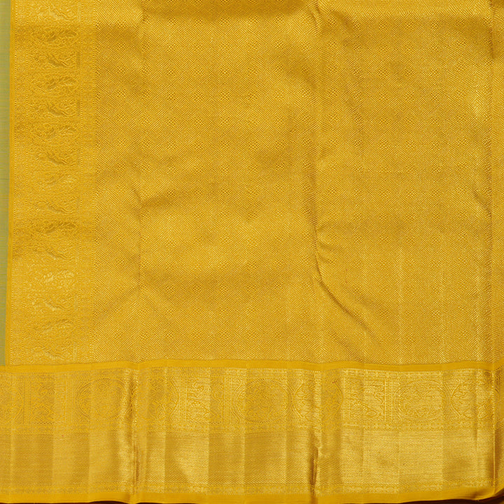 Hayagrivas Handloom Sky Blue Kanjivaram Silk Saree with Yellow Border KBE2356B7-1