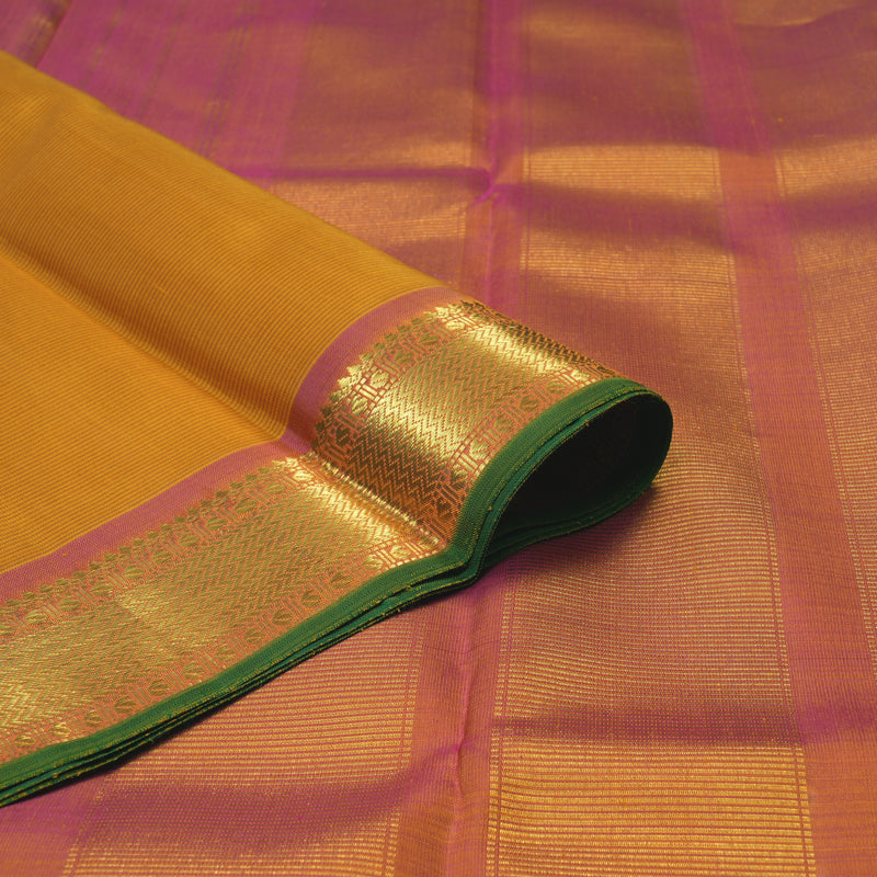 Hayagrivas Handloom Turmeric Yellow (Stripes) Kanjivaram Silk Saree KBE2357B1-1