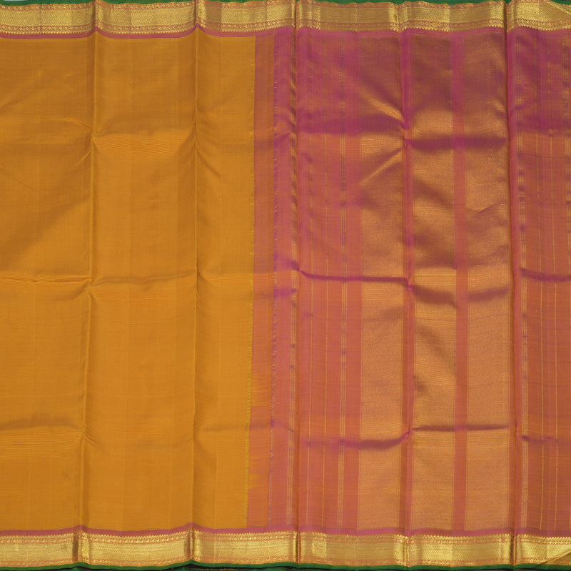Hayagrivas Handloom Turmeric Yellow (Stripes) Kanjivaram Silk Saree KBE2357B1-1