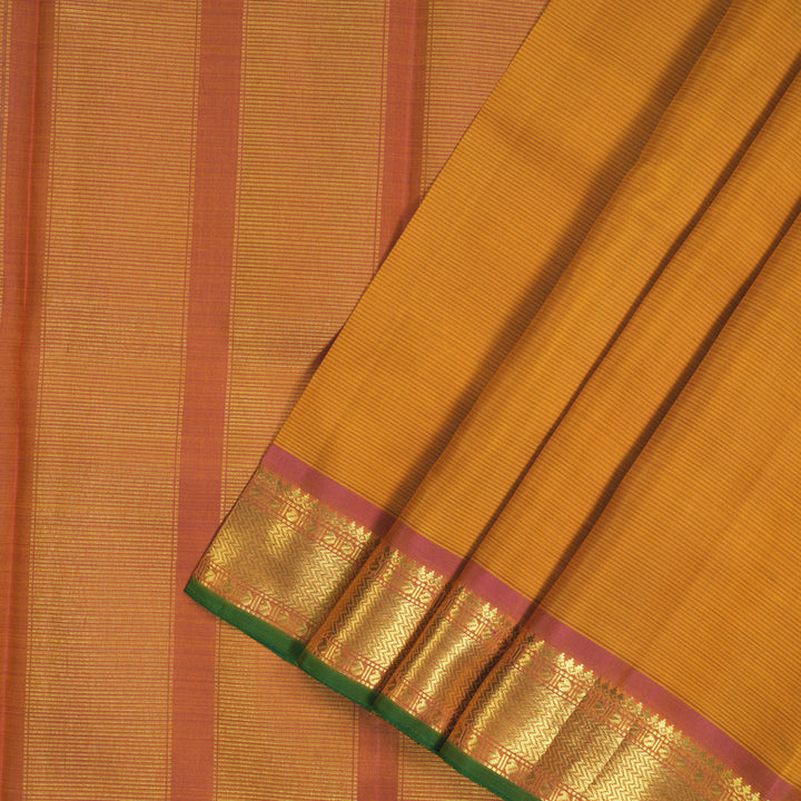 Hayagrivas Handloom Turmeric Yellow (Stripes) Kanjivaram Silk Saree KBE2357B1-1