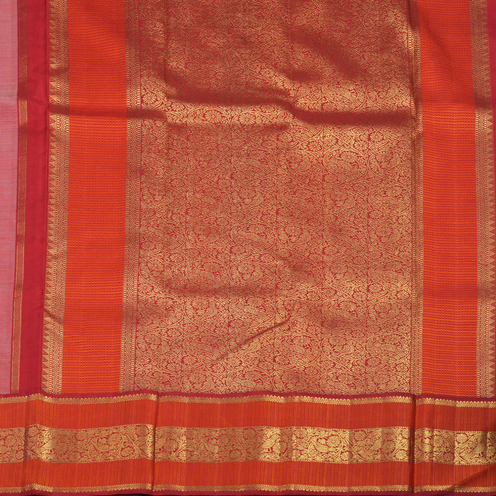 Hayagrivas Handloom Baby Pink Kanjivaram Silk Saree with Red Border KBE2357B4-1