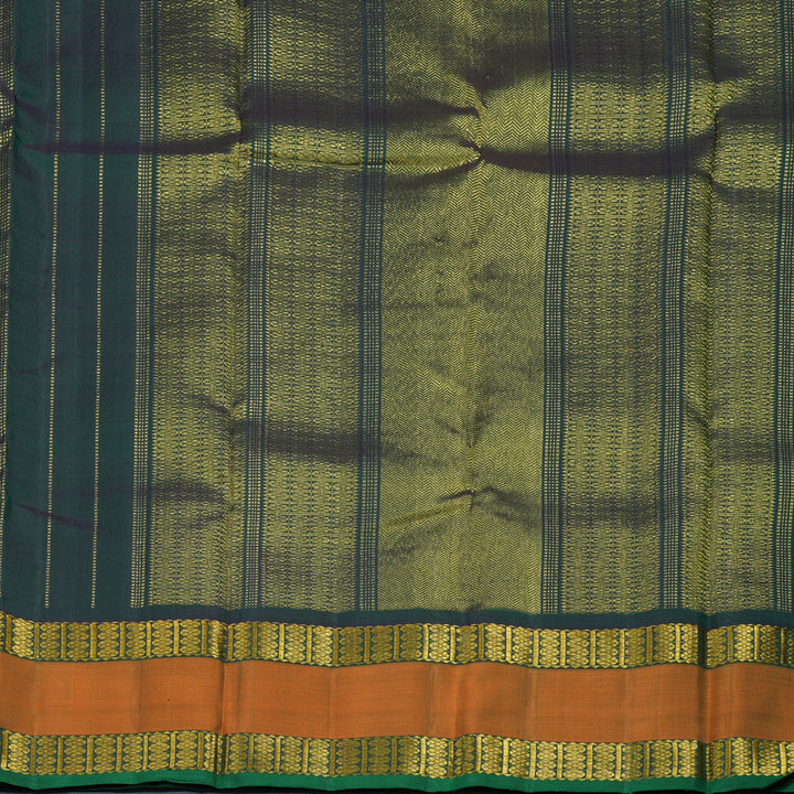 Hayagrivas Handloom Half-White Kanjivaram Silk Saree with Rust Orange Border KBE2357B5-1