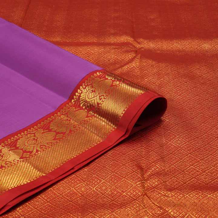 Hayagrivas Handloom Purple Kanjivaram Silk Saree with Red Border KBE2357B6-1