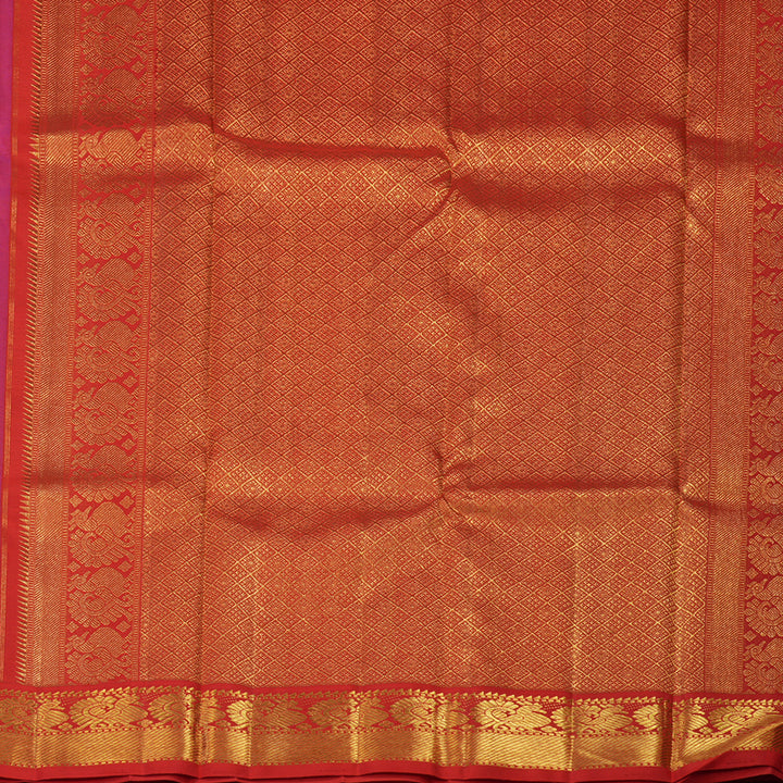 Hayagrivas Handloom Purple Kanjivaram Silk Saree with Red Border KBE2357B6-1
