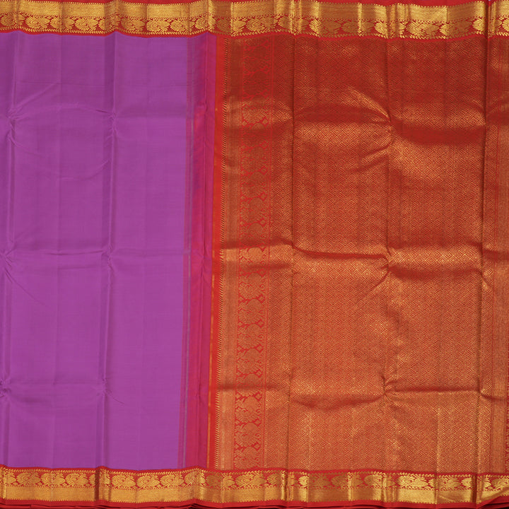 Hayagrivas Handloom Purple Kanjivaram Silk Saree with Red Border KBE2357B6-1