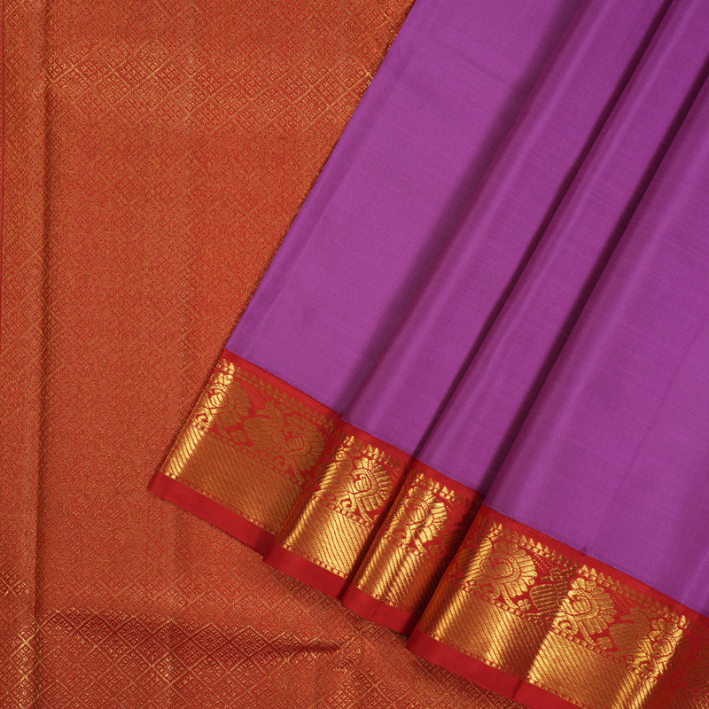 Hayagrivas Handloom Purple Kanjivaram Silk Saree with Red Border KBE2357B6-1