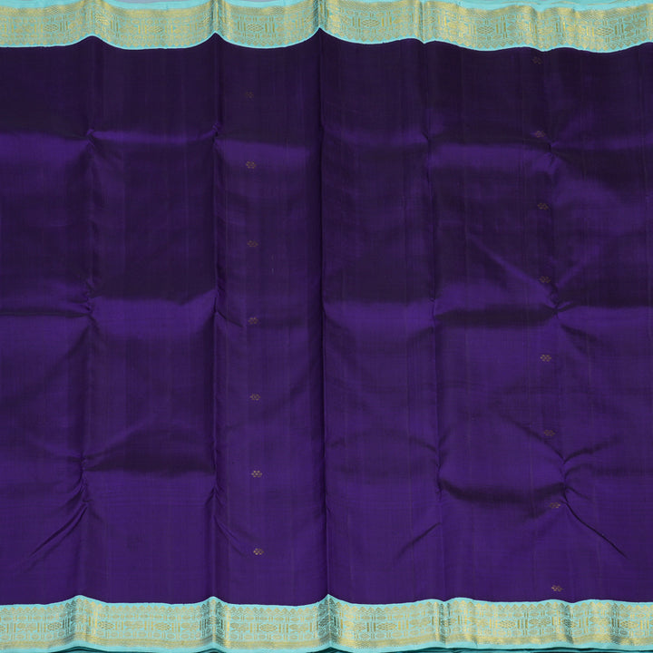 Hayagrivas Handloom Purplish-Blue Kanjivaram Silk Saree with Powder Blue Border KBE2358B6-1