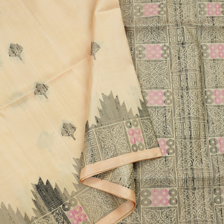 Hayagrivas Handloom Soft Silk Saree in Soothing Sandal KBE235D3-1