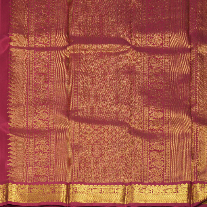 Hayagrivas Handloom Greige Kanjivaram Silk Saree with Maroon Border KBE2360B5-2