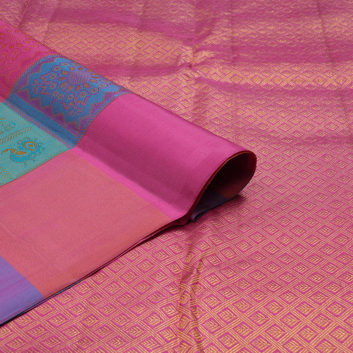 Hayagrivas Handloom Multicolour Checks Kanjivaram Silk Saree with Multicolour Border KBE2361B11-1