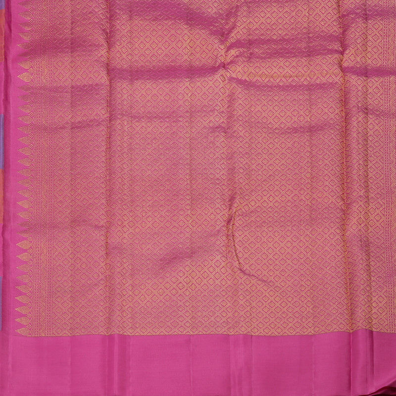 Hayagrivas Handloom Multicolour Checks Kanjivaram Silk Saree with Multicolour Border KBE2361B11-1