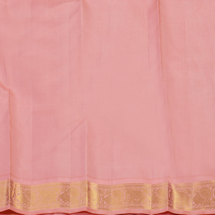 Hayagrivas Handloom Pink Kanjivaram Silk Saree with Peach Pink Border KBE2368B5-1