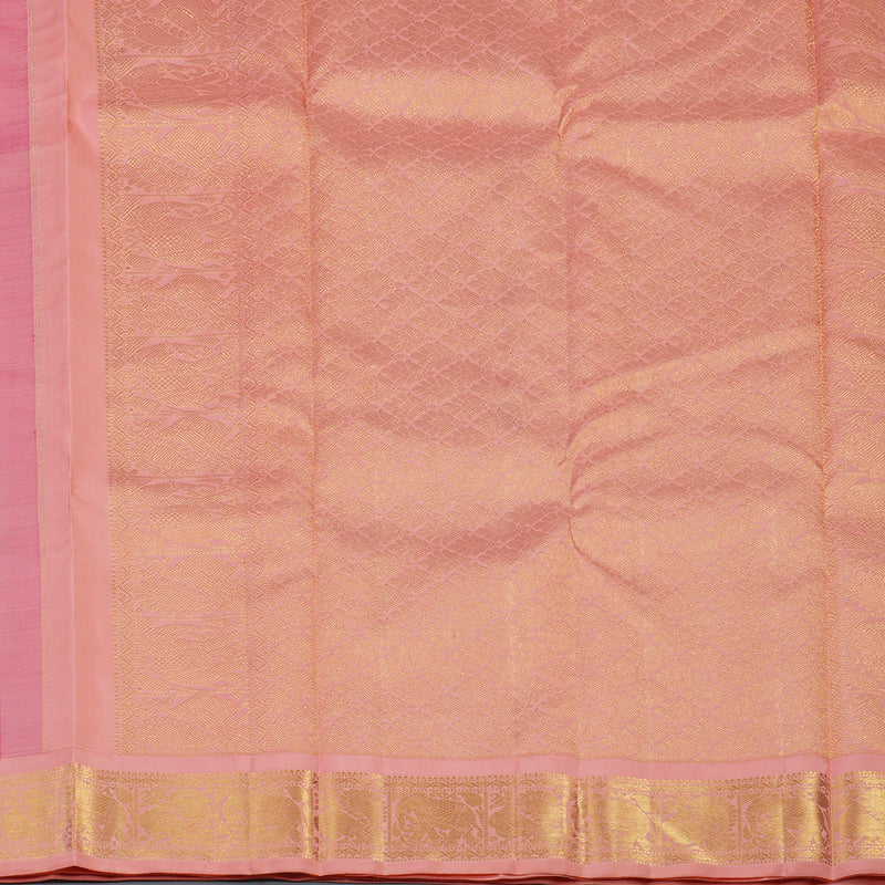 Hayagrivas Handloom Pink Kanjivaram Silk Saree with Peach Pink Border KBE2368B5-1