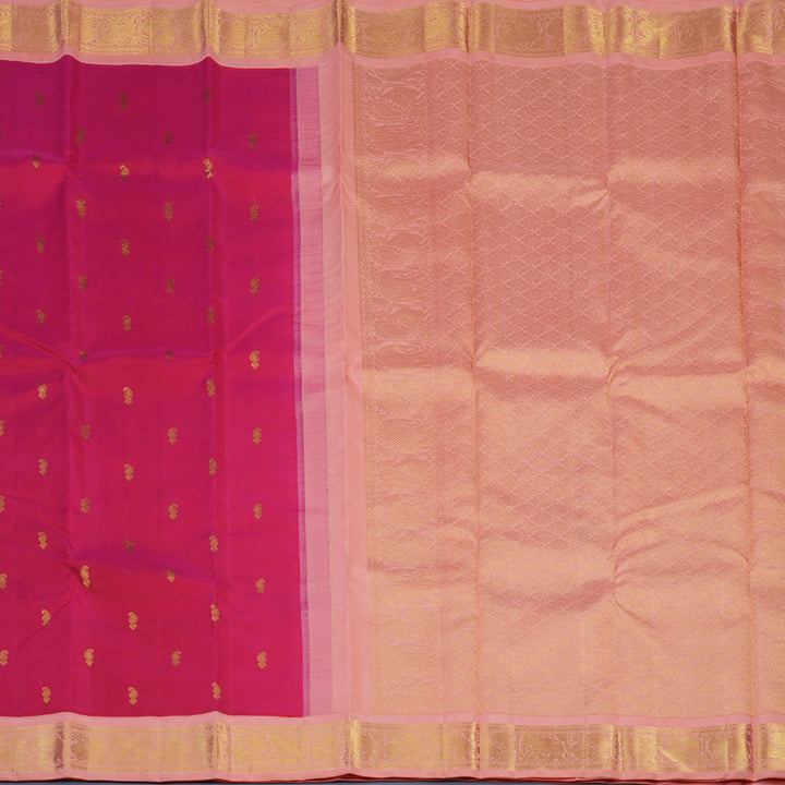 Hayagrivas Handloom Pink Kanjivaram Silk Saree with Peach Pink Border KBE2368B5-1