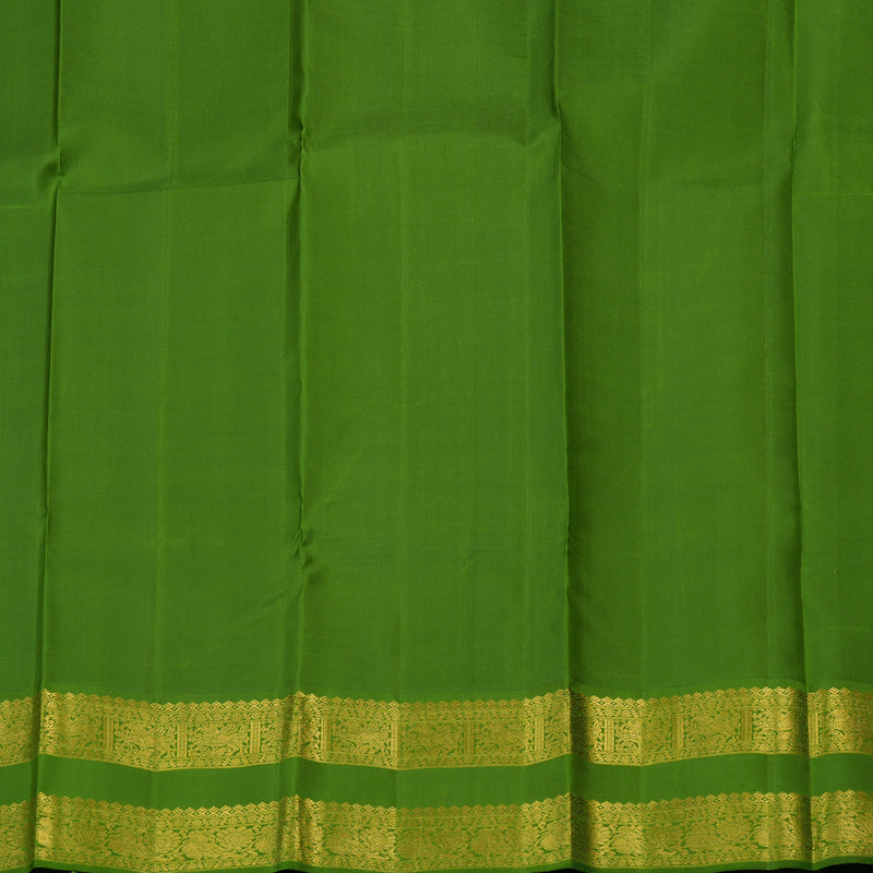 Hayagrivas Handloom Black Kanjivaram Silk Saree with Olive Green Border KBE2369B1-1
