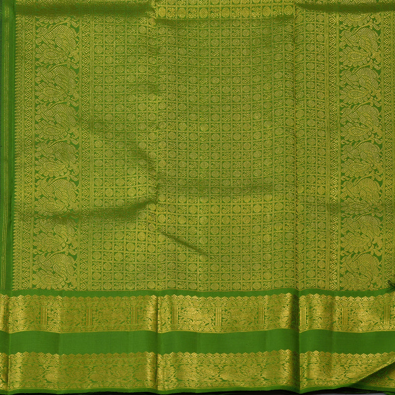 Hayagrivas Handloom Black Kanjivaram Silk Saree with Olive Green Border KBE2369B1-1