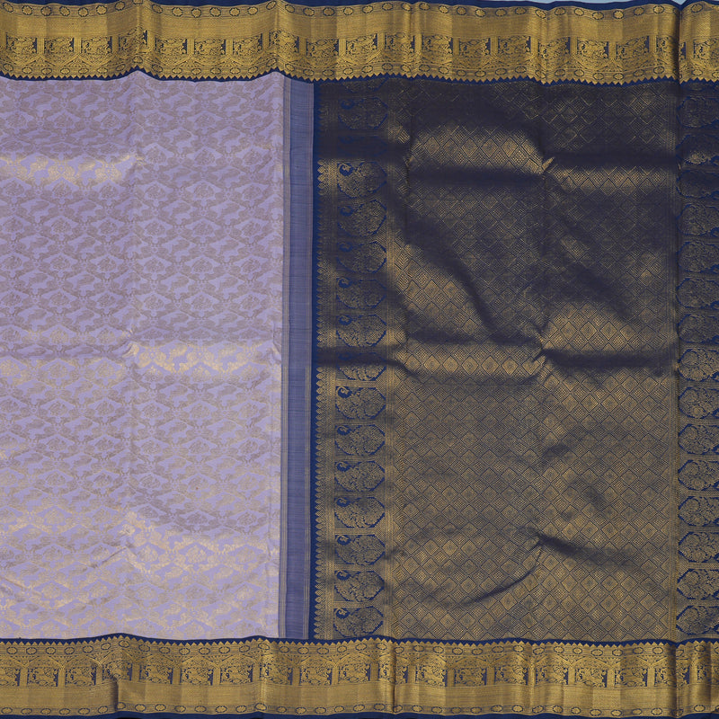 Hayagrivas Handloom Lilac Kanjivaram Silk Saree with Navy Blue Border KBE2369B2-1