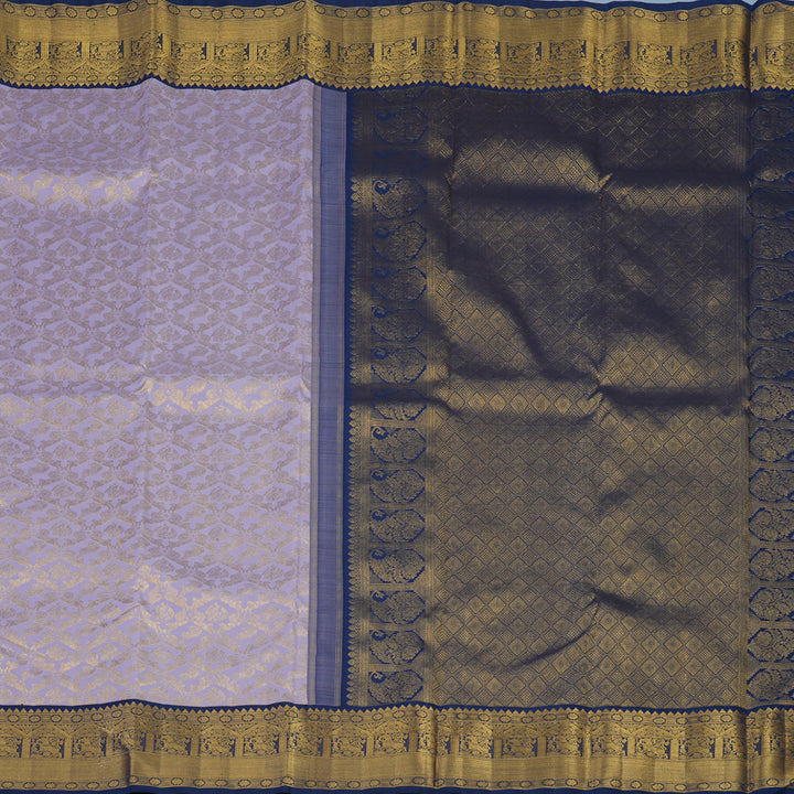 Hayagrivas Handloom Lilac Kanjivaram Silk Saree with Navy Blue Border KBE2369B2-1