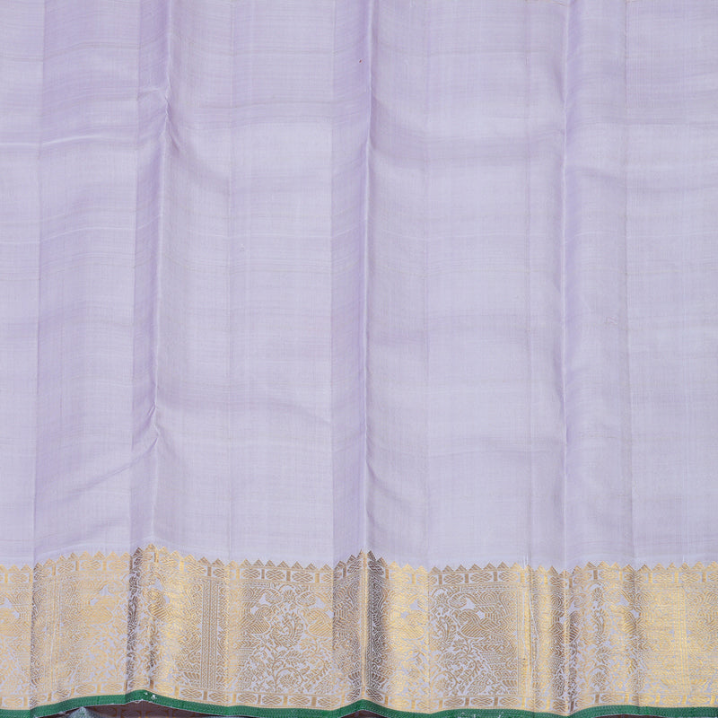 Hayagrivas Handloom Orangish-Pink Kanjivaram Silk Saree with Lilac Border KBE2369B3-1