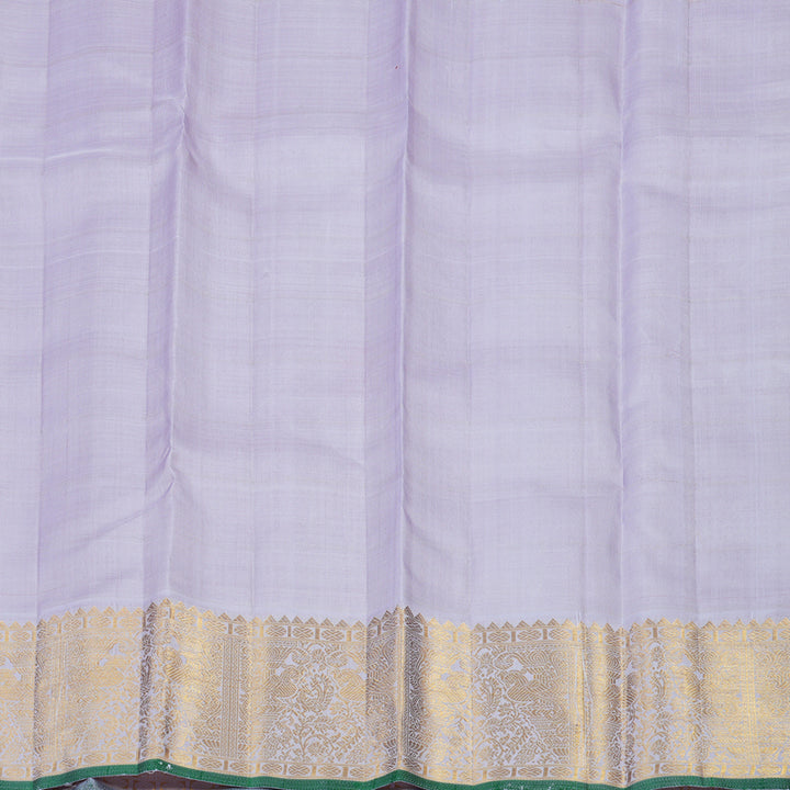 Hayagrivas Handloom Orangish-Pink Kanjivaram Silk Saree with Lilac Border KBE2369B3-1
