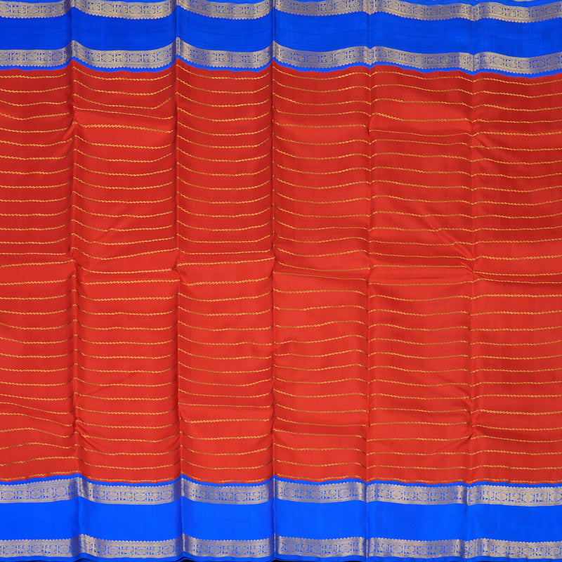 Hayagrivas Handloom Red Kanjivaram Silk Saree with MS Blue Border KBE2373B1-1