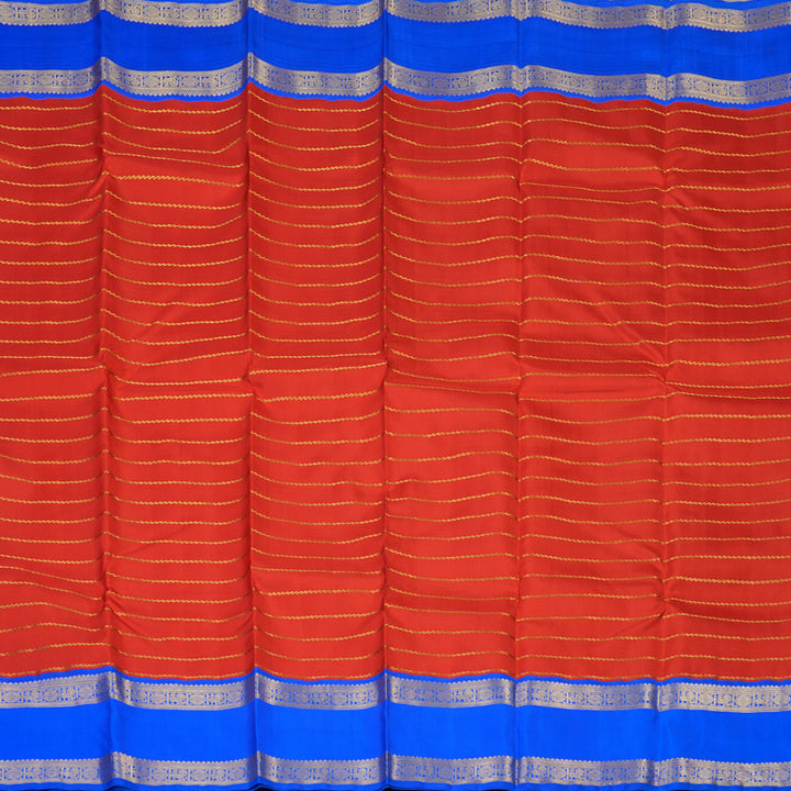 Hayagrivas Handloom Red Kanjivaram Silk Saree with MS Blue Border KBE2373B1-1