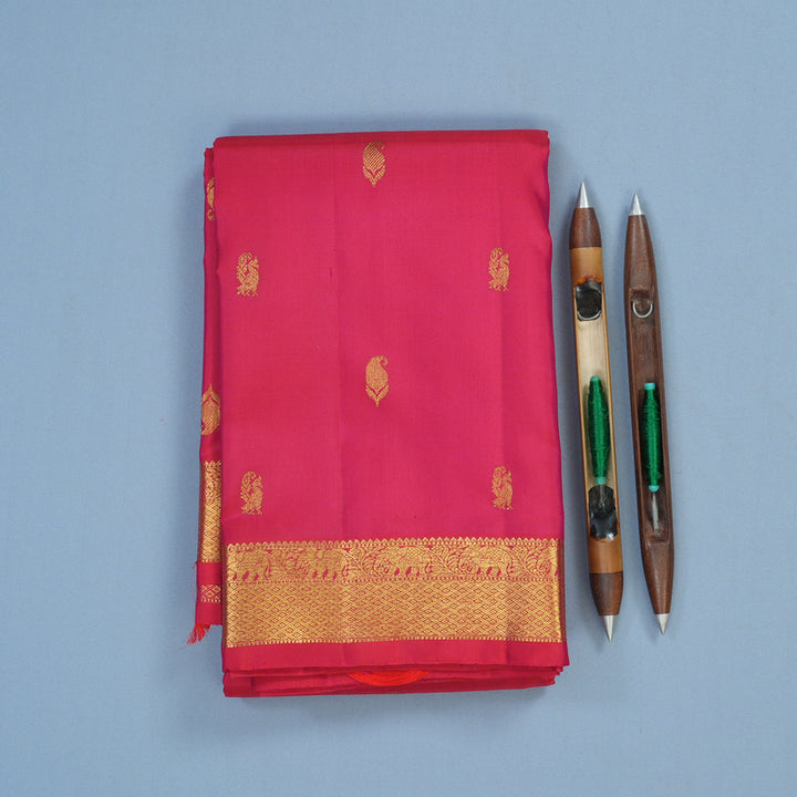 Hayagrivas Handloom Pink Kanjivaram Silk Saree KBE2374B1-9