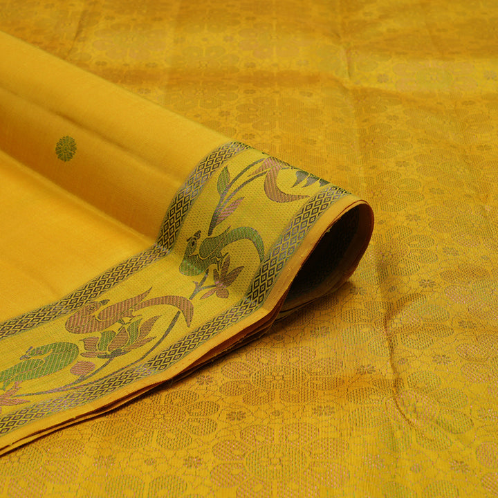 Hayagrivas Handloom Yellow Kanjivaram Silk Saree KBE2374B3-1