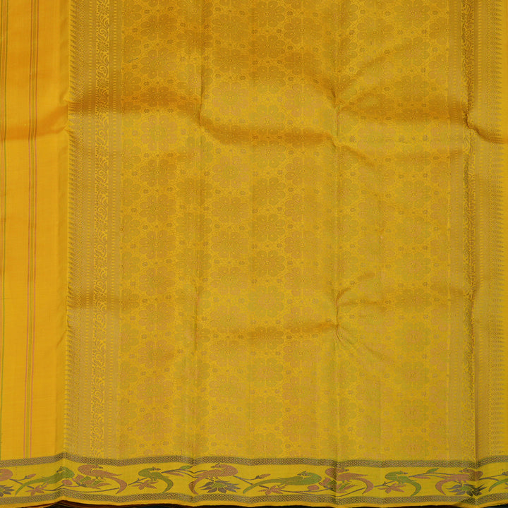 Hayagrivas Handloom Yellow Kanjivaram Silk Saree KBE2374B3-1